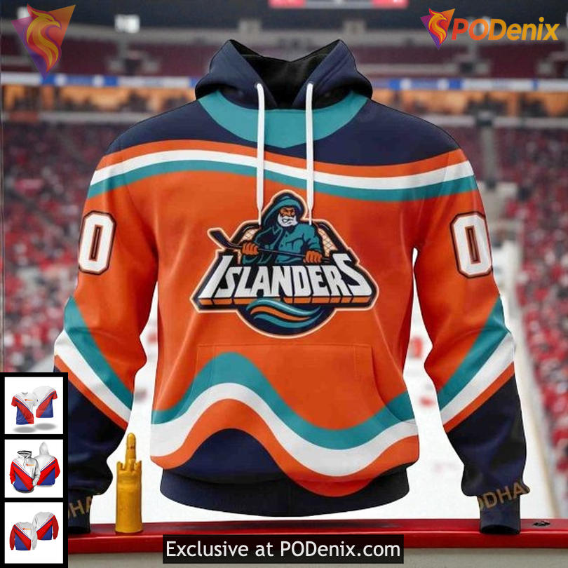 Unisex New York Islanders All Over Print Hoodie Retro Fisherman Concept