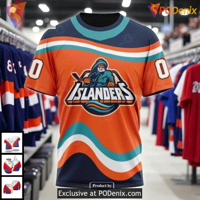 Unisex New York Islanders All Over Print Hoodie Retro Fisherman Concept - 2