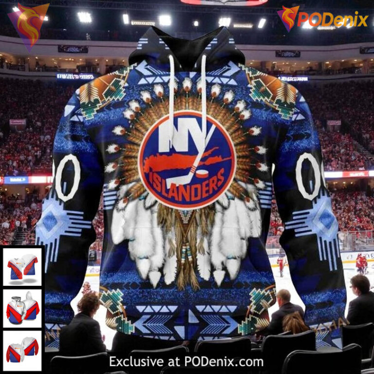 Unisex New York Islanders Hoodie Native Inspired NHL 3D Design All Over Print