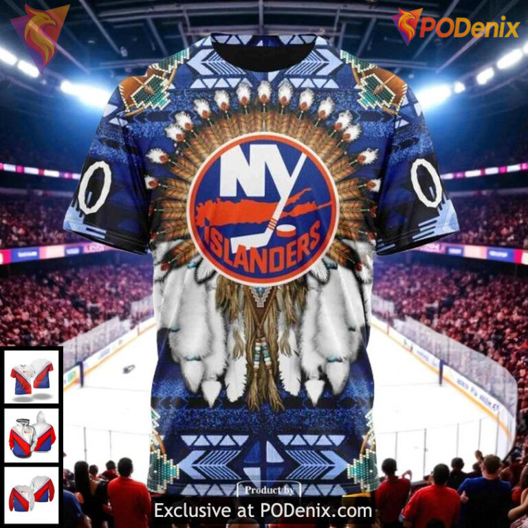 Unisex New York Islanders Hoodie Native Inspired NHL 3D Design All Over Print - 2