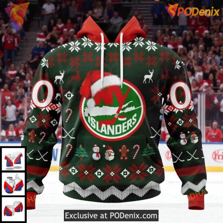 Unisex New York Islanders Hoodie With Christmas 3D NHL Holiday Inspired Design