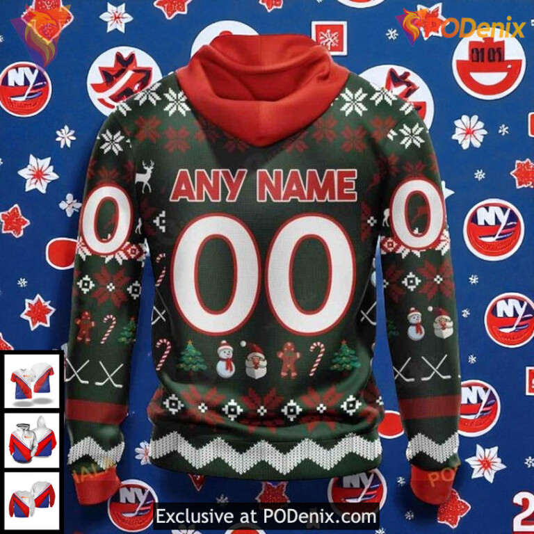 Unisex New York Islanders Hoodie With Christmas 3D NHL Holiday Inspired Design - 1