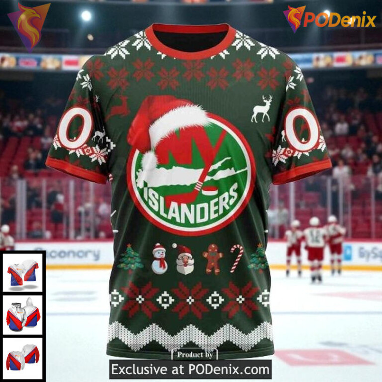Unisex New York Islanders Hoodie With Christmas 3D NHL Holiday Inspired Design - 2