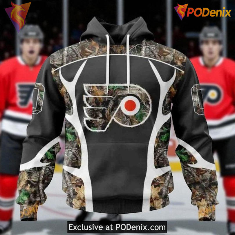 Unisex Philadelphia Flyers All Over Print Hoodie, Hunting Camo Graphic Style