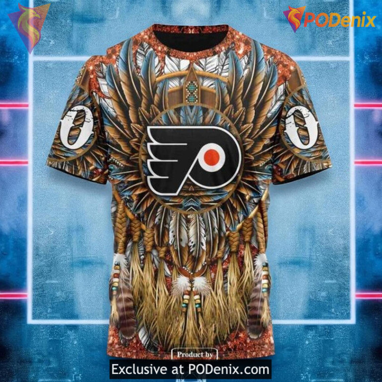 Unisex Philadelphia Flyers All Over Print Hoodie Native Costume Design - 2