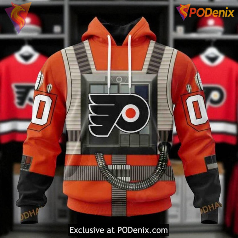 Unisex Philadelphia Flyers All Over Print Hoodie, Star Wars Rebel Pilot Design