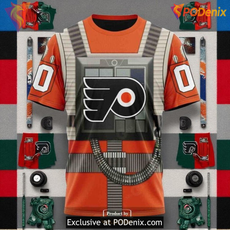 Unisex Philadelphia Flyers All Over Print Hoodie, Star Wars Rebel Pilot Design - 2