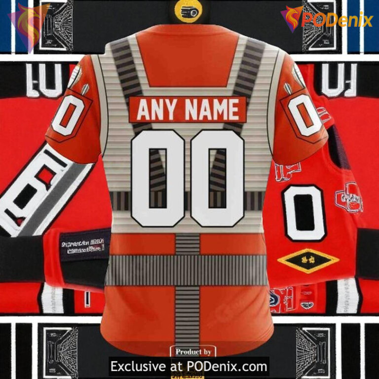 Unisex Philadelphia Flyers All Over Print Hoodie, Star Wars Rebel Pilot Design - 3