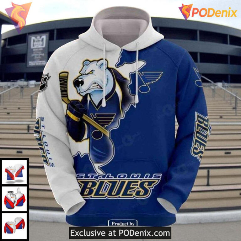 Unisex St Louis Blues Hoodie 3D Design, Custom NHL St Louis Blues Apparel