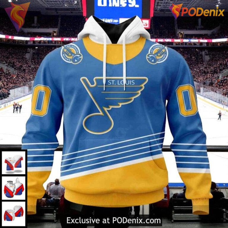 Unisex St Louis Blues Hoodie Retro Redesign NHL 3D Custom Fan Apparel