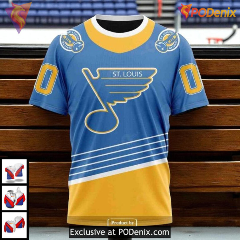 Unisex St Louis Blues Hoodie Retro Redesign NHL 3D Custom Fan Apparel - 2