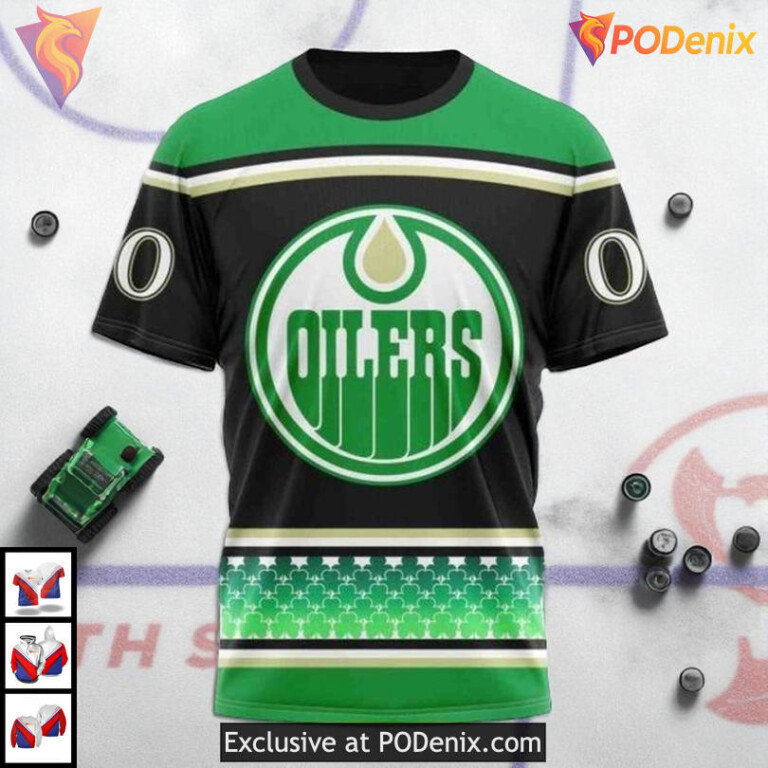 Unisex St Patrick’s Day Celebration NHL Edmonton Oilers 3D Hoodie Shirt - 2