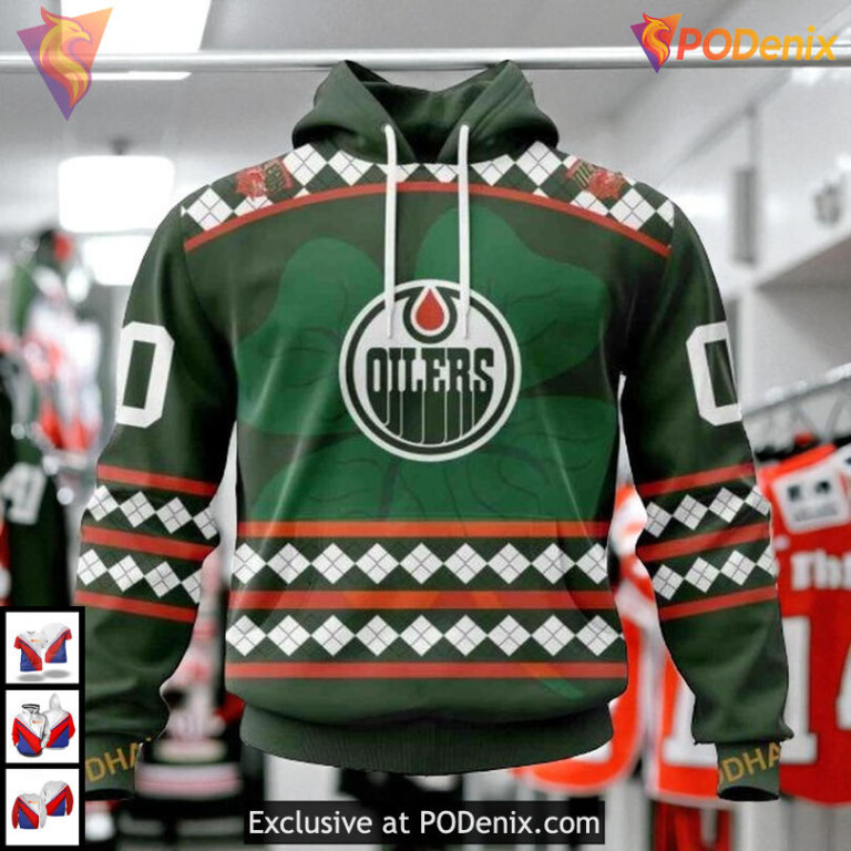 Unisex St Patricks Day Celebration NHL Edmonton Oilers Full Print Hoodie 3D