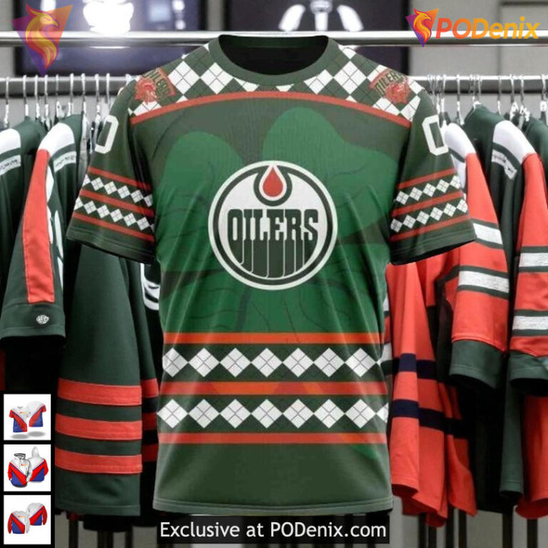 Unisex St Patricks Day Celebration NHL Edmonton Oilers Full Print Hoodie 3D - 2