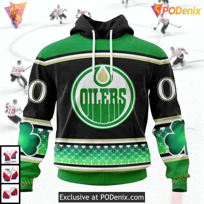 Unisex St Patricks Day Hockey NHL Edmonton Oilers Sweatshirt Hoodie 3D