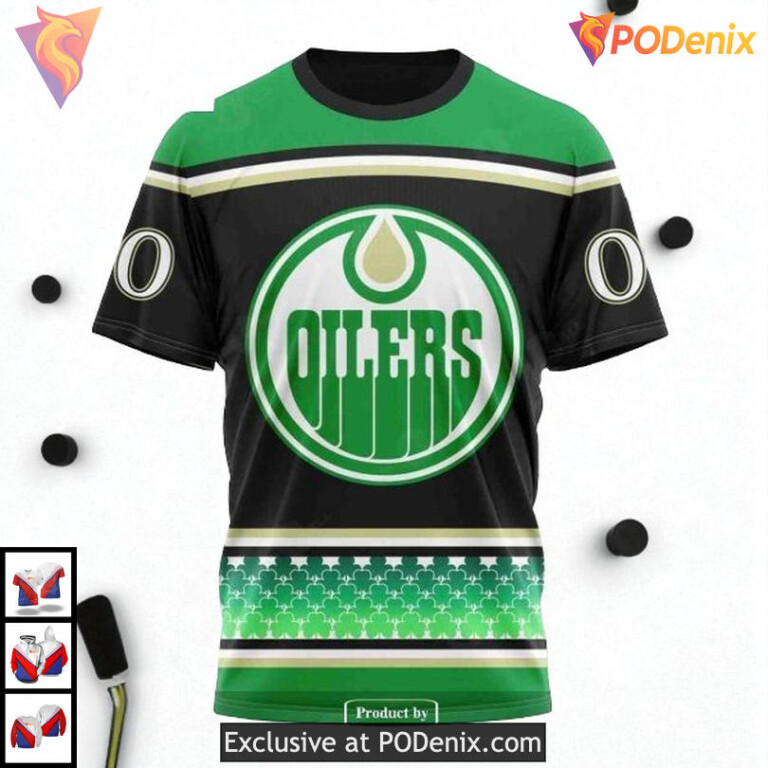 Unisex St Patricks Day Hockey NHL Edmonton Oilers Sweatshirt Hoodie 3D - 2