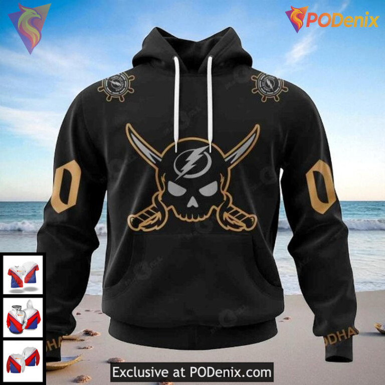 Unisex Tampa Bay Lightning Hoodie, Custom Gasparilla Pirate 3D Design NHL