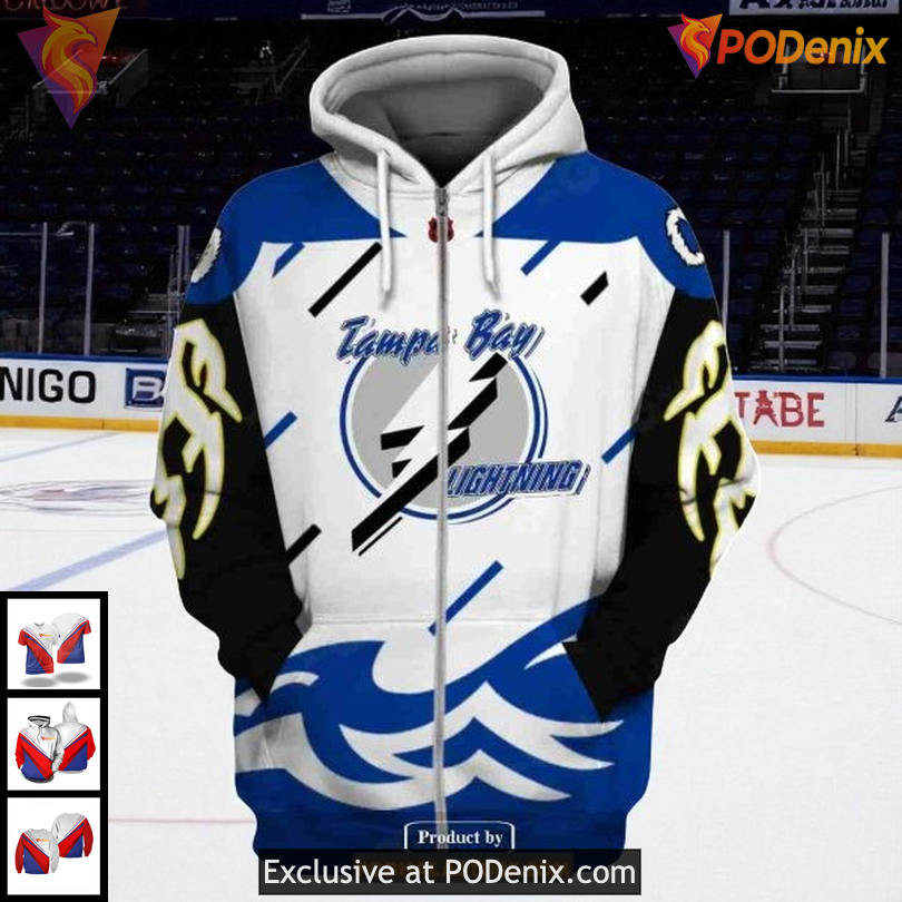 Unisex Tampa Bay Lightning Hoodie Custom Reverse Retro NHL 3D Design Unisex Tampa Bay Lightning Hoodie Custom Reverse Retro NHL 3D Design