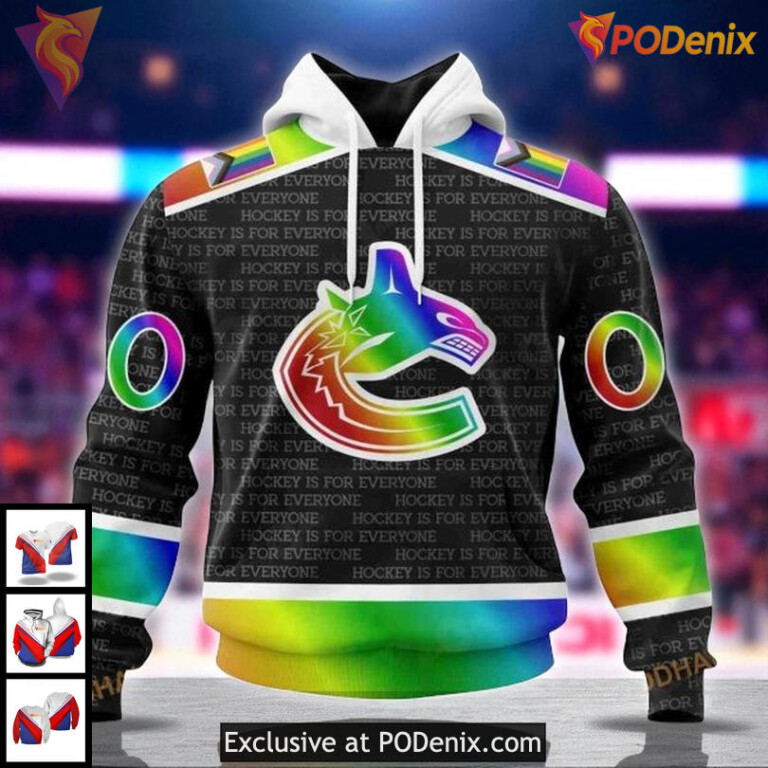 Unisex Vancouver Canucks All Over Print Hoodie NHL Pride Gradient Edition