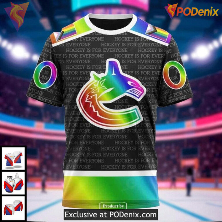 Unisex Vancouver Canucks All Over Print Hoodie NHL Pride Gradient Edition - 2