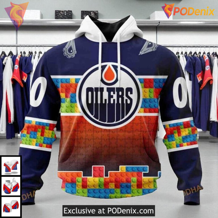 Puzzle Game Gradient Full Color NHL Edmonton Oilers Hoodie 3D Custom