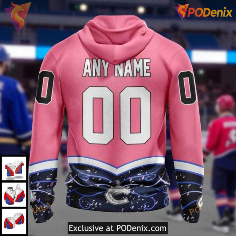 Vancouver Canucks All Over Print Hoodie, NHL Pink Cancer Awareness Custom Design - 1