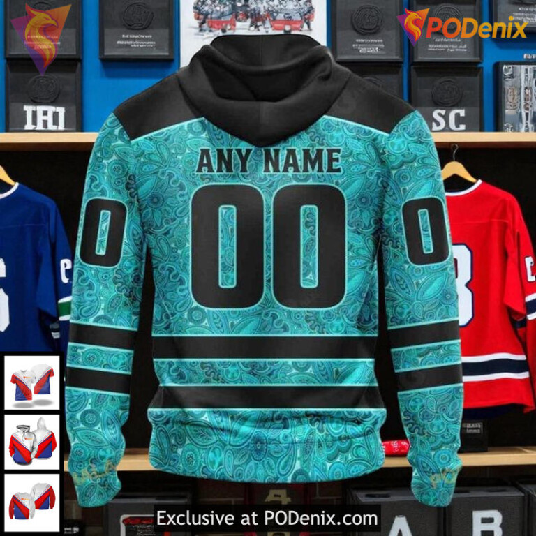 Vancouver Canucks All Over Print Hoodie, Ovarian Cancer Awareness NHL 3D - 1