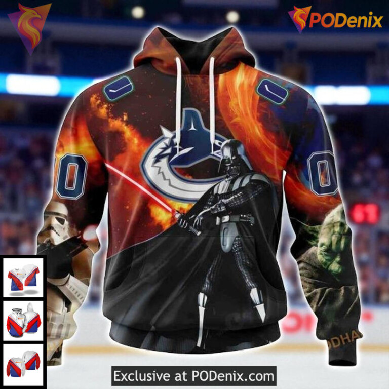 Vancouver Canucks All Over Print Hoodie Star Wars Crossover NHL Design 3D