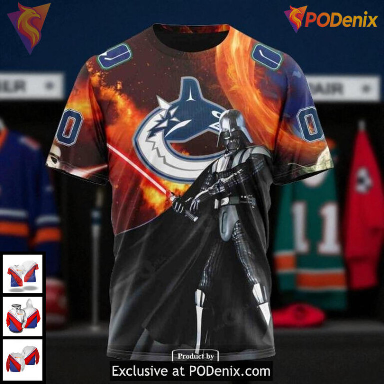 Vancouver Canucks All Over Print Hoodie Star Wars Crossover NHL Design 3D - 2