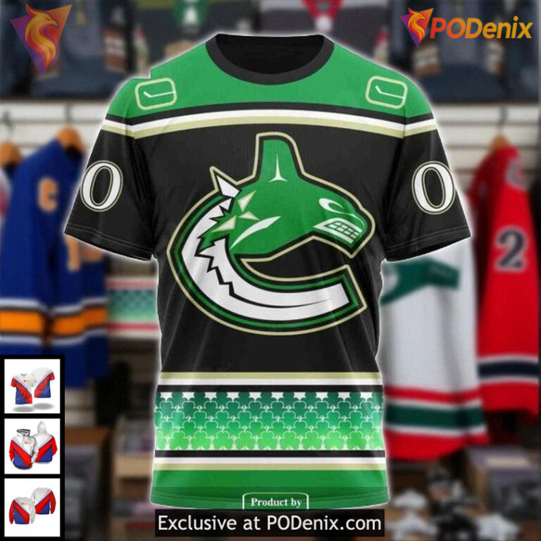 Vancouver Canucks Hoodie 3D All Over Print St Patricks Day Lucky Shamrock - 2