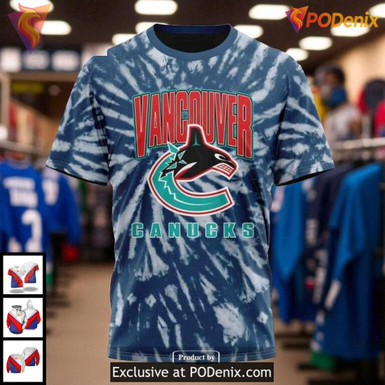 Vancouver Canucks Hoodie 3D Retro Tie Dye NHL Design Vintage All Over Print - 2