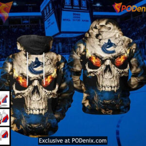 Vancouver Canucks Hoodie 3D Skull Flame NHL Vancouver Canucks All Over Print