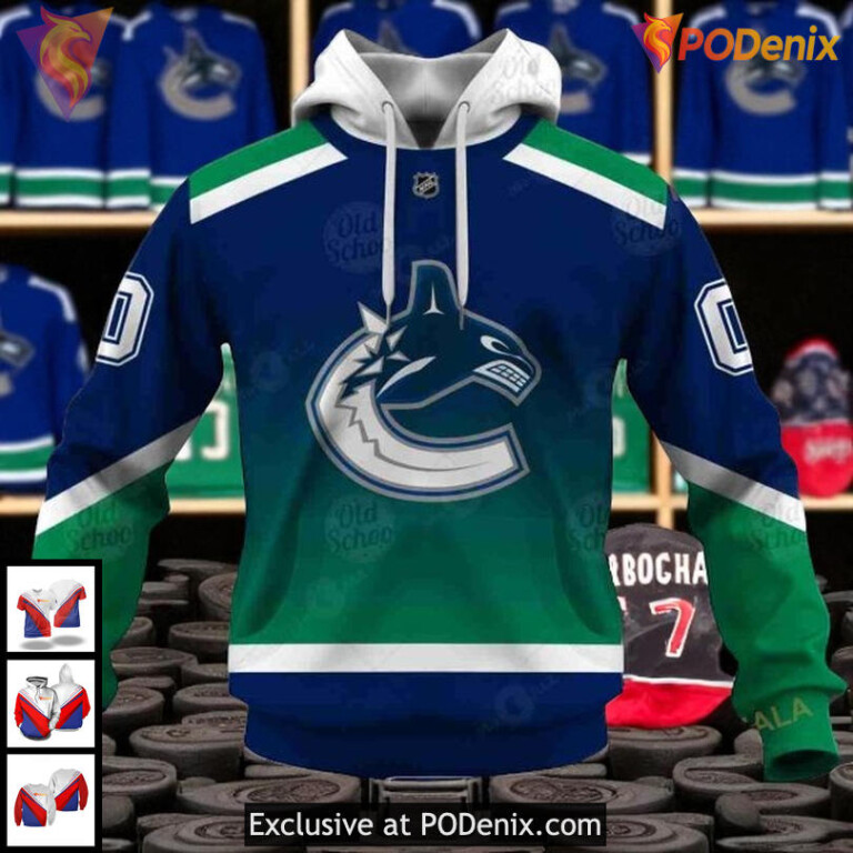 Vancouver Canucks Hoodie Custom Name Number Reverse Retro 3D Alternate Design - 1