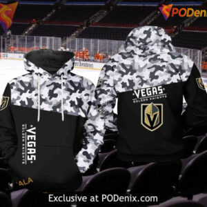 Vegas Golden Knights Hoodie 3D, Camo Veteran NHL Tribute Fan Apparel