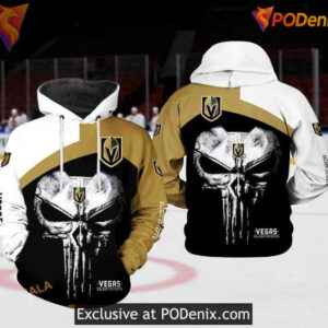 Vegas Golden Knights Hoodie 3D Punisher Skull Inspired NHL Fan Apparel