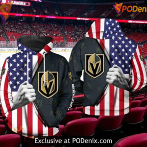 Vegas Golden Knights Hoodie 3D, US Flag Inspired Patriotic NHL Fan Apparel