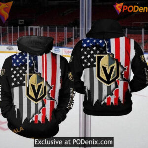 Vegas Golden Knights Hoodie 3D US Flag Style With Team Pride Quote Design