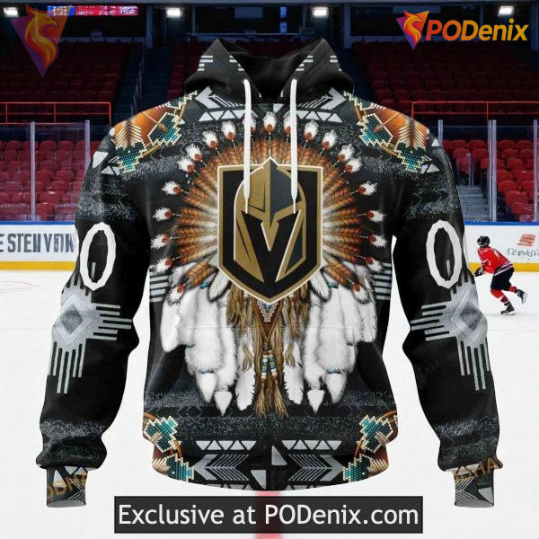 Vegas Golden Knights Native Hoodie Custom Tribal Pattern NHL 3D Apparel