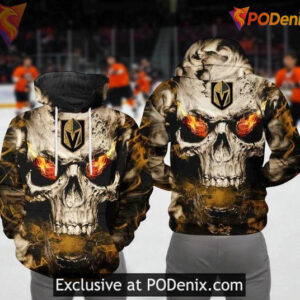Vegas Golden Knights Skull Hoodie 3D Flames Style, You Laugh I Laugh Quote