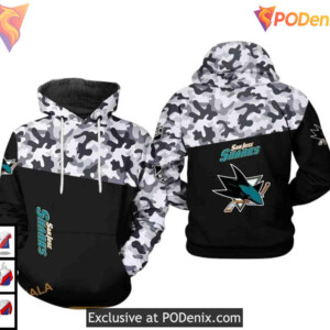 Veteran Camo Appreciation Custom San Jose Sharks Zip Up Hoodie NHL Gear