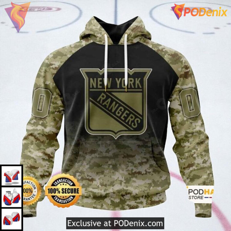 Veterans Day Camo Tribute Custom New York Rangers Zip Up Hoodie NHL 3D