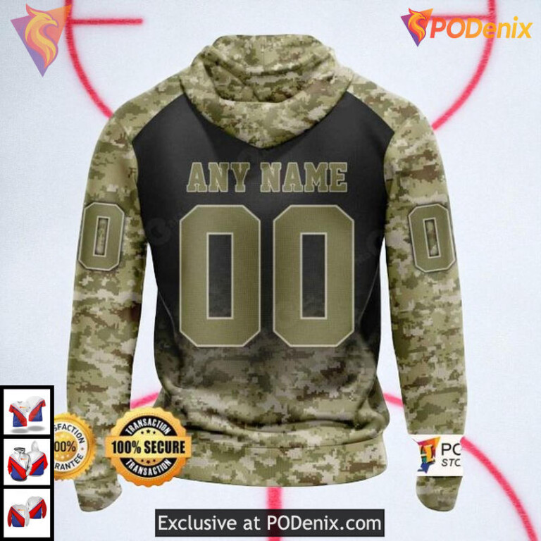 Veterans Day Camo Tribute Custom New York Rangers Zip Up Hoodie NHL 3D - 1