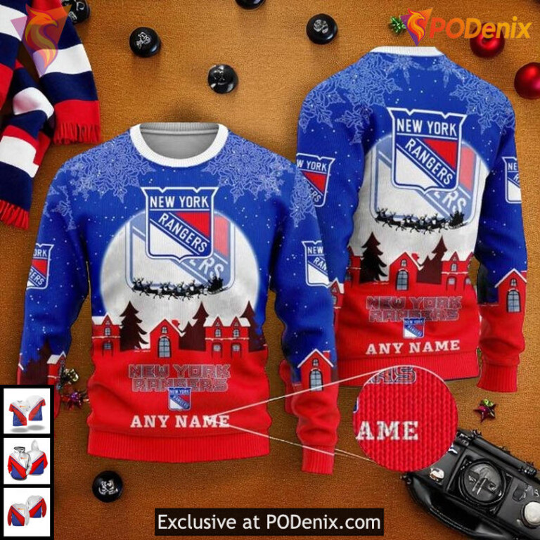 Vintage New York Rangers Hoodie Ugly Sweater Funny Christmas Gift Custom NHL - 1