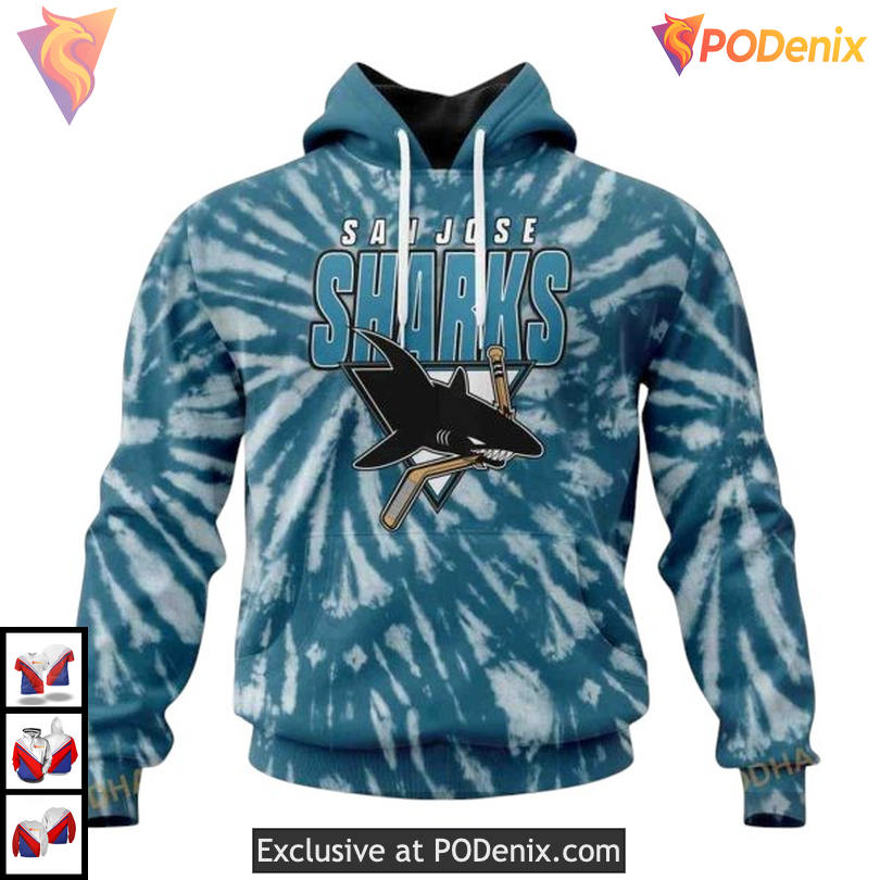 Vintage Tie Dye Retro Style Custom San Jose Sharks Unisex Hoodie NHL 3D
