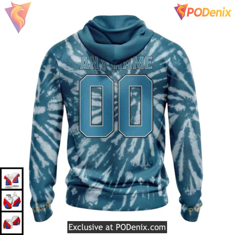 Vintage Tie Dye Retro Style Custom San Jose Sharks Unisex Hoodie NHL 3D - 1