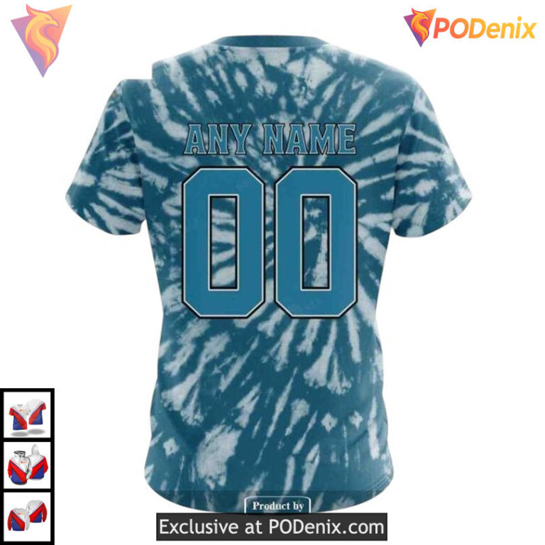 Vintage Tie Dye Retro Style Custom San Jose Sharks Unisex Hoodie NHL 3D - 3