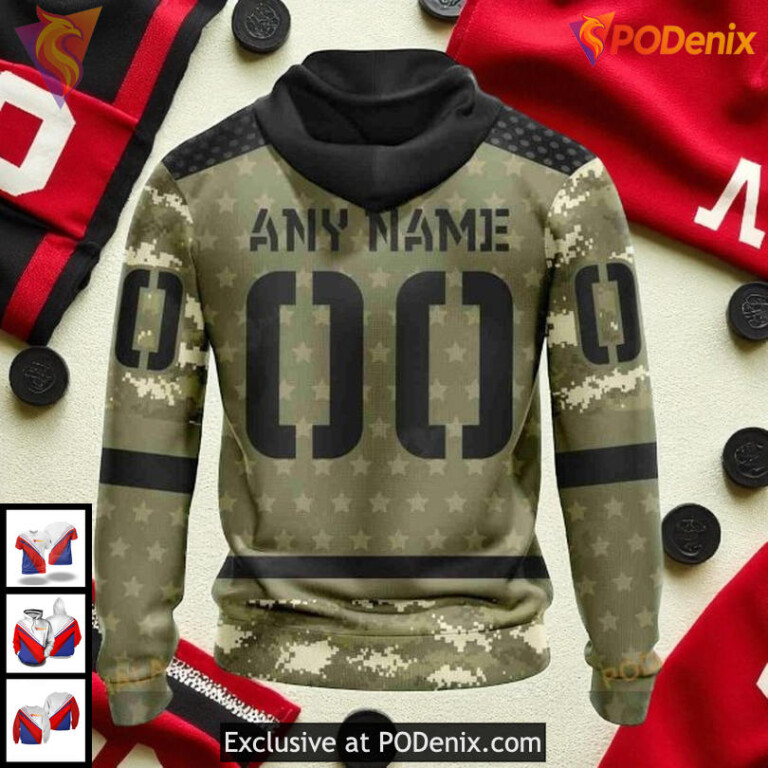 Womens Blackhawks Personalized Hoodie Camo Military NHL Chicago Blackhawks 3D - 2