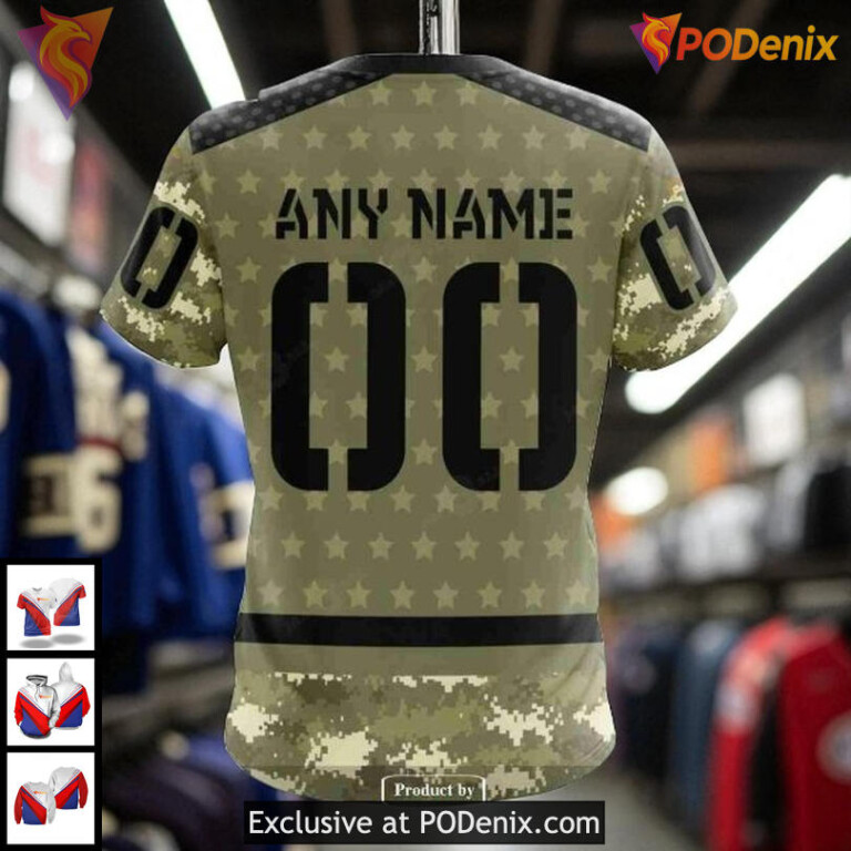 Womens Blackhawks Personalized Hoodie Camo Military NHL Chicago Blackhawks 3D - 4
