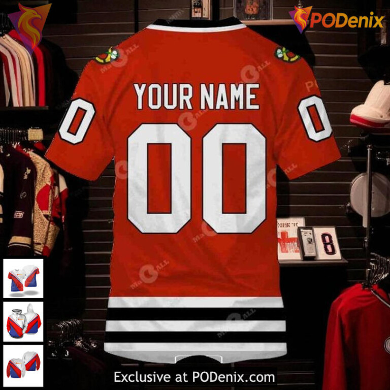 Womens Blackhawks Personalized Hoodie Custom Retro NHL Chicago Blackhawks 3D - 3
