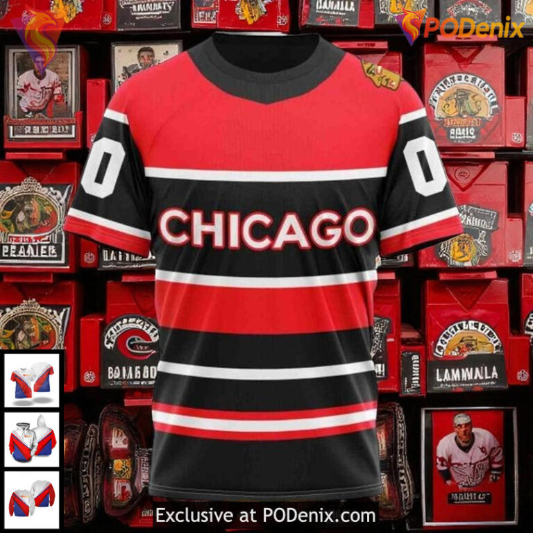 Womens Blackhawks Personalized Hoodie Retro NHL Chicago Blackhawks 3D - 2